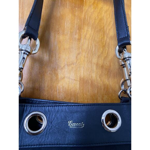 Gucci Black GG Monogram Canvas and Leather Positano Tote Gold Hardware - Picture 5 of 15